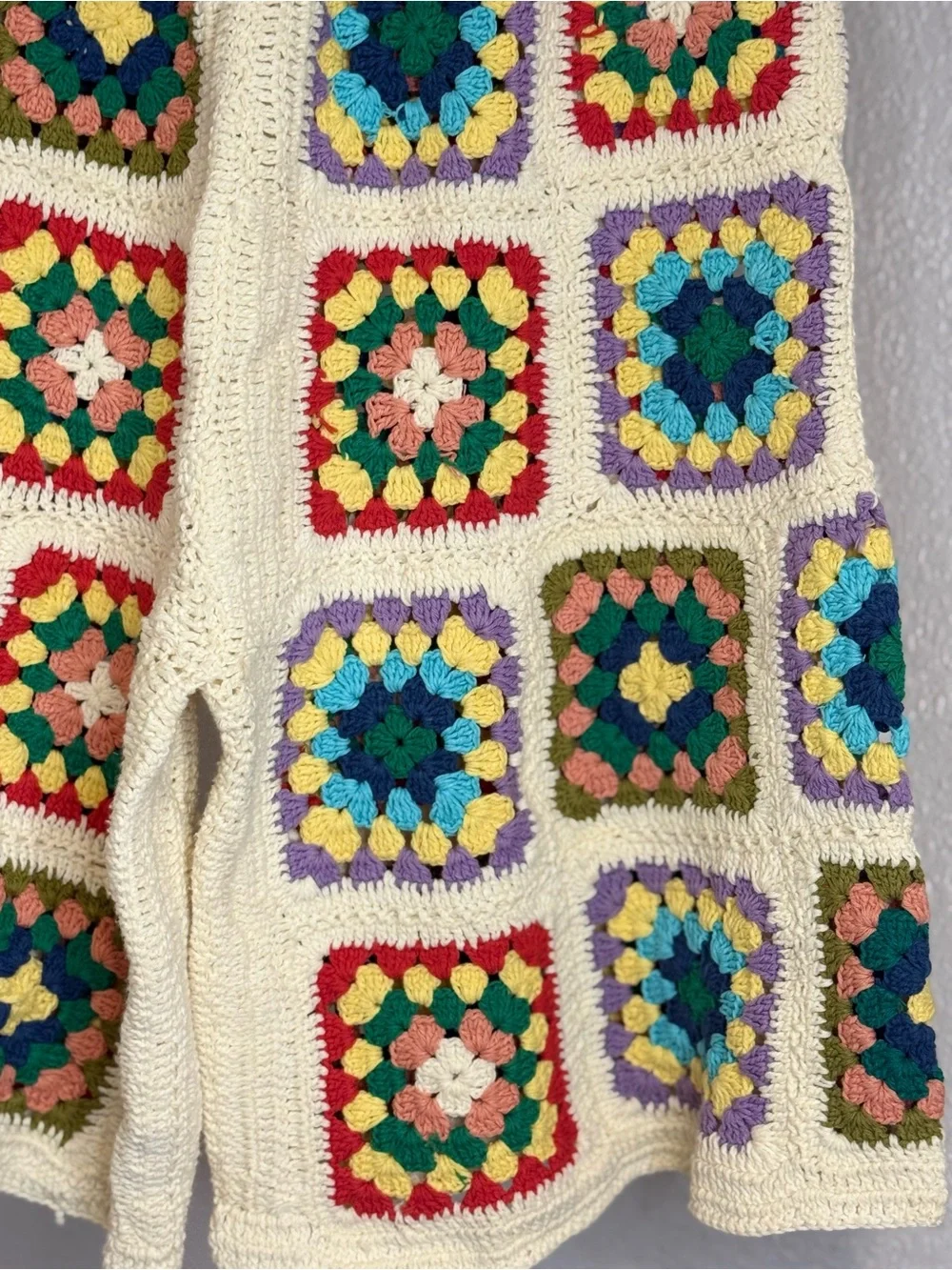 Free People x Flook Crocheted Granny Square Long Shorts Artisan Made Bali